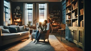 DALL·E 2024-03-15 23.41.59 - Imagine a cozy, well-lit living room during the early evening, with the last rays of sunlight peeking through the windows, creating a warm, welcoming - Allure Wellness Joint pain is an inconvenience for many individuals