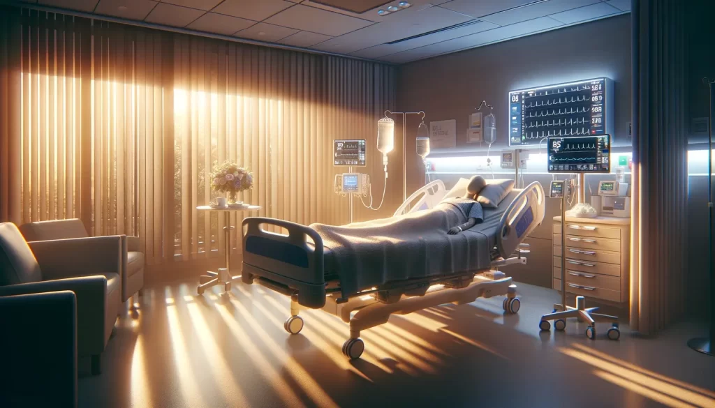 DALL·E 2024-03-22 01.41.28 - Imagine a hospital room illuminated by the soft, warm light of the evening sun filtering through the window blinds, casting a gentle glow on the surro (1) - Allure Wellness Fractures, infections, and other conditions may sometimes resemble tumors