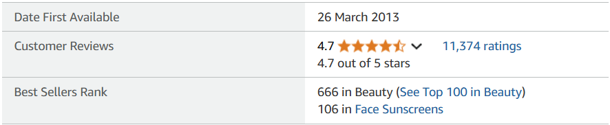 Amazon customer reviews and rankings for Sun Bum sunscreen