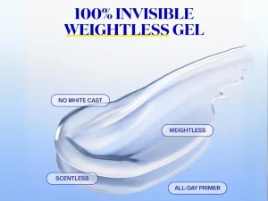 Clear sunscreen gel with no white cast and lightweight feel