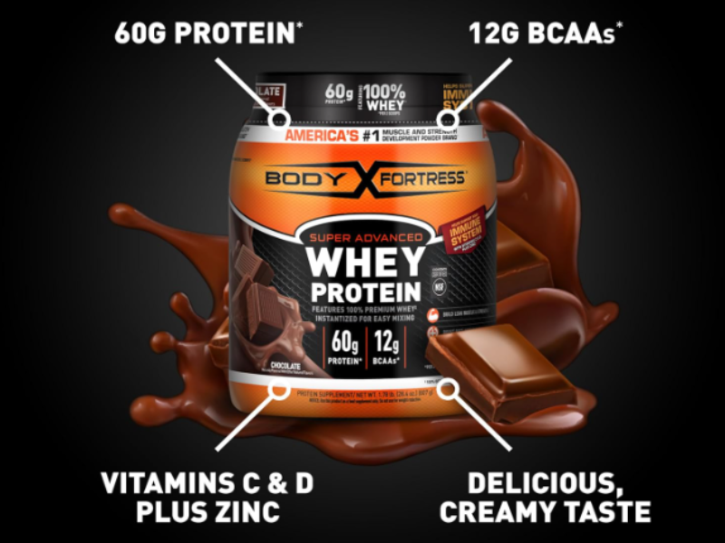 Body Fortress Whey Protein with 60g protein and vitamins