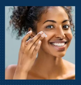 Vanicream Daily Facial Moisturizer Ingredients with a woman model using the product on her face