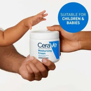 cerave moisturizer advertisement about it being safe for babies and children