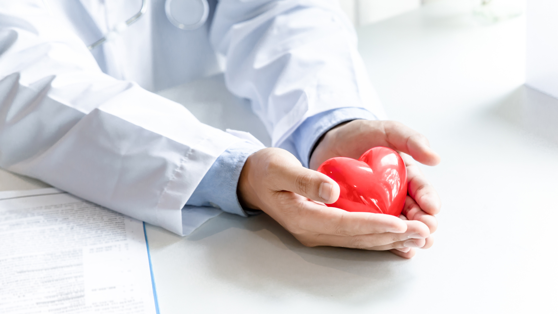 a doctor holding a 3d heart 