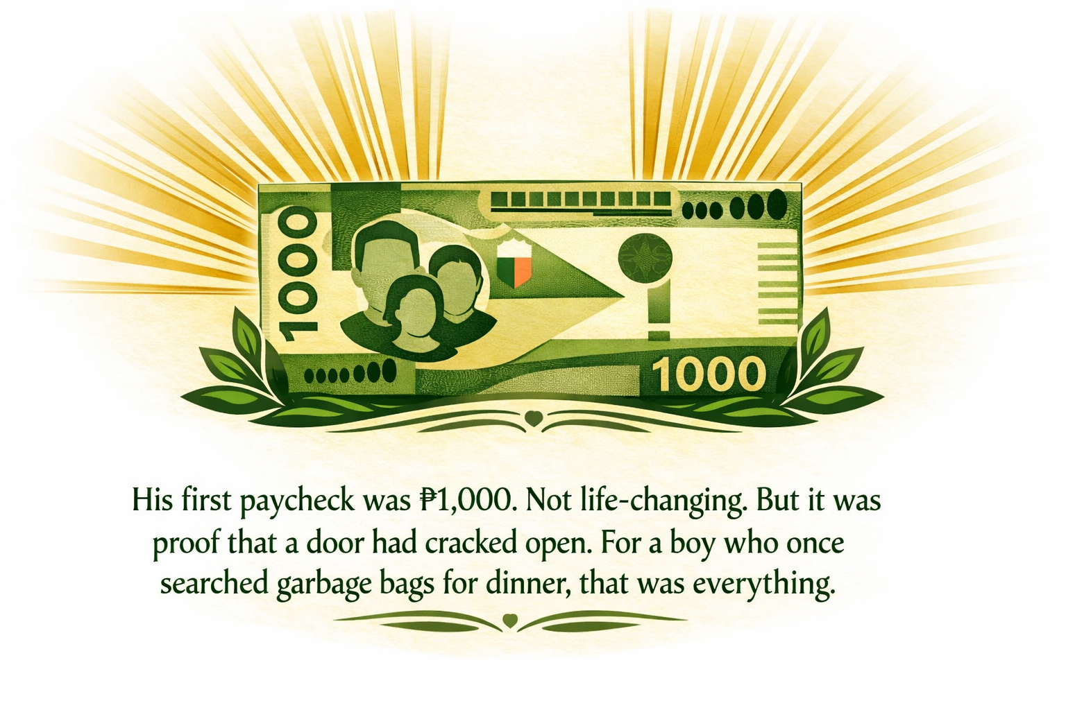 Illustration of first paycheck quote
