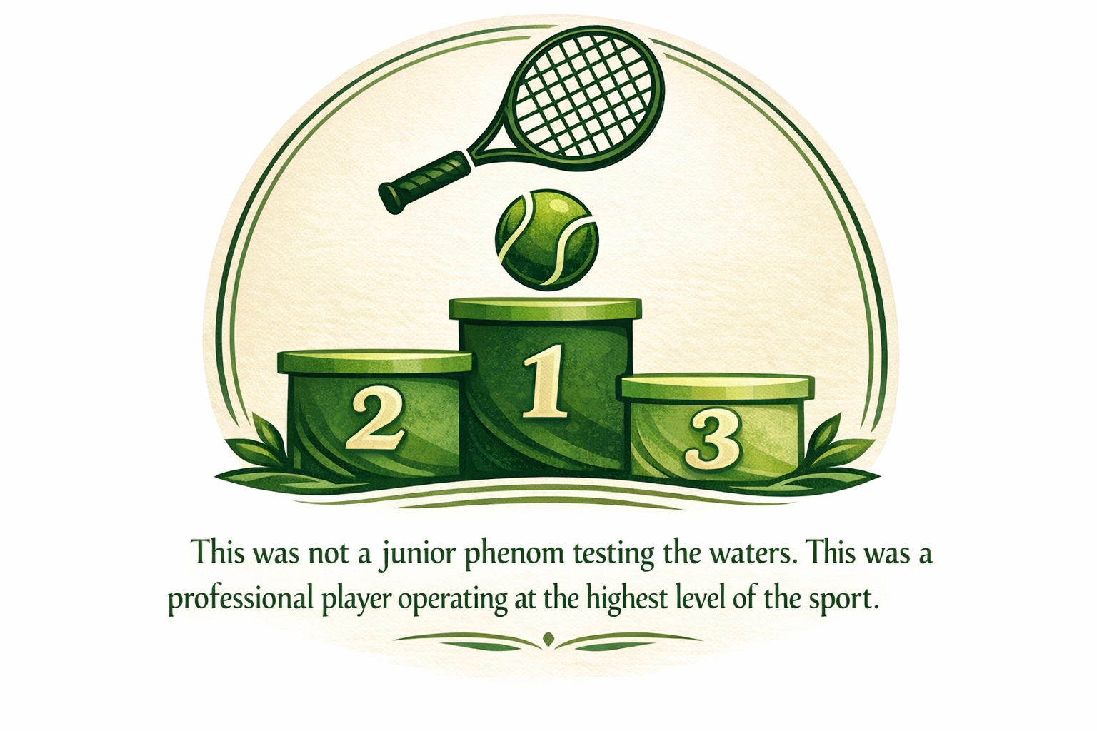 Tennis podium illustration with quote